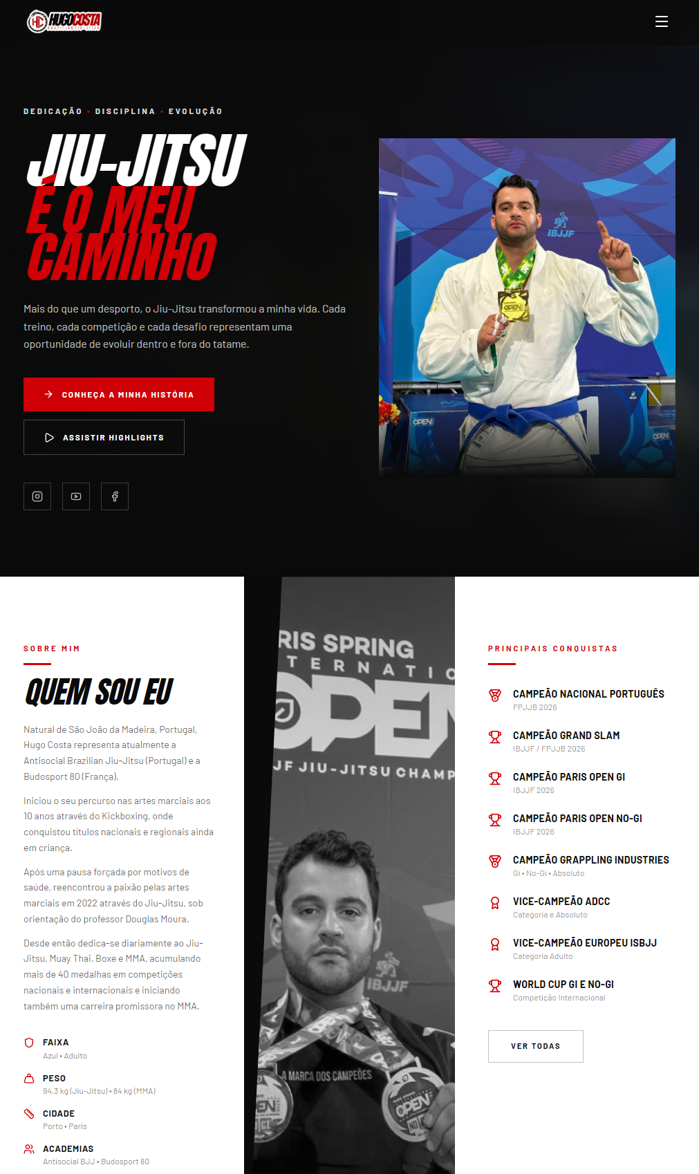 Landing page de atleta de jiu-jitsu